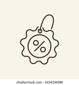 Discount Tag Line Icon. Circular Label With Percentage Sign. Commerce Concept. Vector Illustration Can Be Used For Topics Like Special Offer, Promo Code, Sale