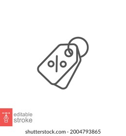 Discount tag line icon. Shopping Sale label tags. Special offer sign. Discount percentage coupons symbol for promotion retail store Editable stroke vector illustration design on white background EPS10