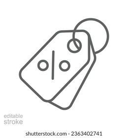 Discount tag line icon. Shopping Sale label tags. Special offer sign. Discount percentage coupons symbol for promotion retail store Editable stroke vector illustration design on white background EPS10
