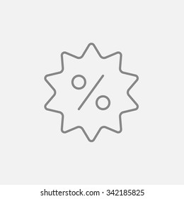 Icono de línea de etiqueta de descuento para web, móviles e infografías. Icono vector de gris oscuro aislado en fondo gris claro.
