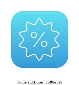 Discount tag line icon for web, mobile and infographics. Vector white icon on the blue gradient square with rounded corners isolated on white background.