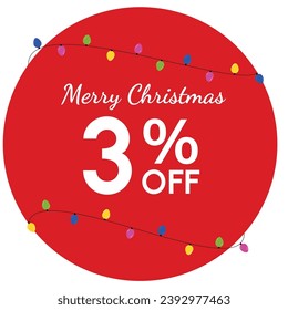 Discount tag with 'Merry Christmas' highlighted, surrounded by a red circle. Yellow, magenta, blue, and green fairy lights add a festive touch to the Christmas promotion.