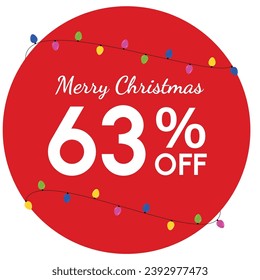 Discount tag with 'Merry Christmas' highlighted, surrounded by a red circle. Yellow, magenta, blue, and green fairy lights add a festive touch to the Christmas promotion.