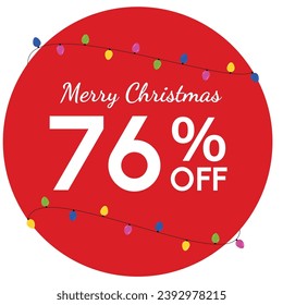 Discount tag with 'Merry Christmas' highlighted, surrounded by a red circle. Yellow, magenta, blue, and green fairy lights add a festive touch to the Christmas promotion.