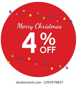 Discount tag with 'Merry Christmas' highlighted, surrounded by a red circle. Yellow, magenta, blue, and green fairy lights add a festive touch to the Christmas promotion.