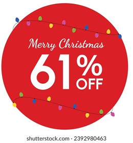 Discount tag with 'Merry Christmas' highlighted, surrounded by a red circle. Yellow, magenta, blue, and green fairy lights add a festive touch to the Christmas promotion.