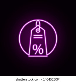 discount tag neon icon. Elements of online shopping set. Simple icon for websites, web design, mobile app, info graphics