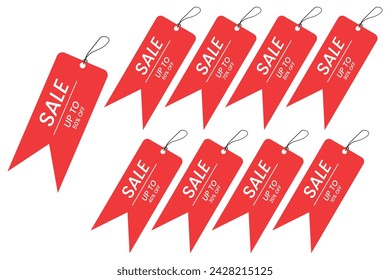 discount tag price set vector illustration, discount coupon of cash for future use. sales with an excellent offer for shopping, Special offer promotion on price tags on red tag discount