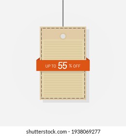 Discount tag sale label 55 off vector