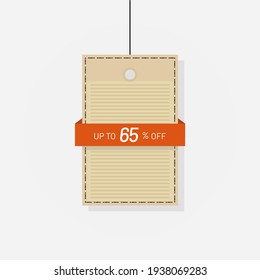 Discount tag sale label 65 off vector