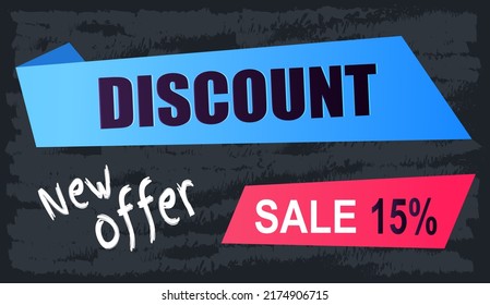 Discount tag with sale promotional emblem. Promotion banner layout, sale percent off final sale. Advertising logo for store. Attracting buyer and design element for advertisement, poster special offer
