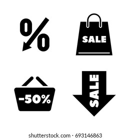 Discount Tag. Simple Related Vector Icons Set for Video, Mobile Apps, Web Sites, Print Projects and Your Design. Black Flat Illustration on White Background.