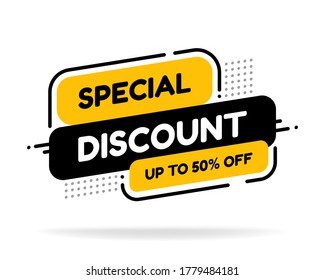 Discount tag with special offer sale sticker. Sale label with advertise offer design template. Sticker sign price isolated modern graphic style vector illustration.