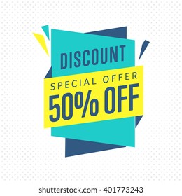 Discount tag with special offer sale sticker. Promo tag discount offer layout. Sale label with advertise offer design template. Sticker sign price isolated modern graphic style vector illustration.