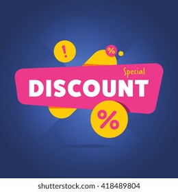 Discount tag with special offer sale sticker. Promo tag discount offer layout. Sale label with advertise offer design template. Sticker sign price isolated modern graphic style vector illustration.