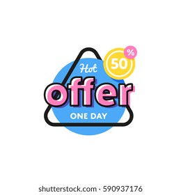 Discount tag with special offer sale sticker. Promo tag discount offer layout. Sale label with advertise offer template. Sticker of discount price isolated modern graphic style vector illustration.