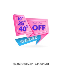 Discount tag with special offer sale sticker isolated on white background. Vector sale label with promo offer.