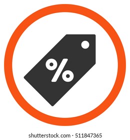 Discount Tag vector bicolor rounded icon. Image style is a flat icon symbol inside a circle, orange and gray colors, white background.