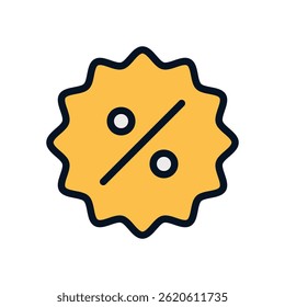 Discount Tag Vector Icon for Sales and Hot Deals. Price cut label illustration for promotion and shopping. Filled Line Icon