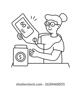Ilustraciones de esquema de Vector de etiqueta de descuento. Archivo EPS 10