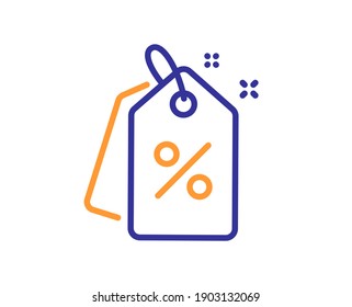 Discount tags line icon. Sale offer sign. Promotion price symbol. Quality design element. Line style discount tags icon. Editable stroke. Vector