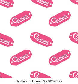 Discount tags in a vibrant pink pattern displayed on a white background