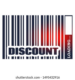 Discount text in bar code. Loading bar. Relative for retail business