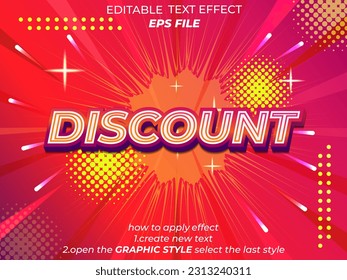 discount text effect, font editable, typography, 3d text. vector template