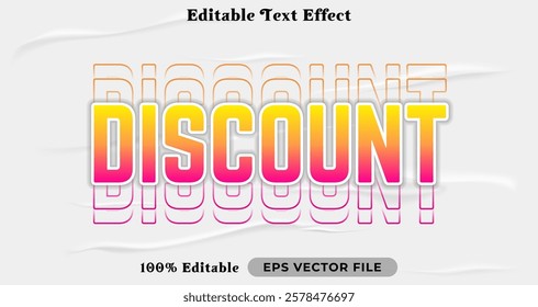 Discount text effect, trendy graphic style editable text