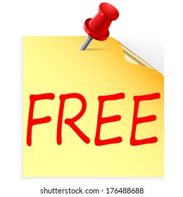 Discount text free on yellow adhesive notes with pin