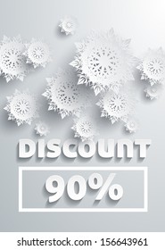 Discount text with numbers and snowflakes