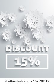 Discount text with numbers and snowflakes