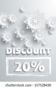 Discount text with numbers and snowflakes