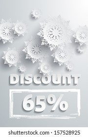 Discount text with numbers and snowflakes