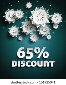 Discount text with numbers and snowflakes