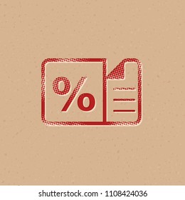 Discount ticket icon in halftone style. Grunge background vector illustration.