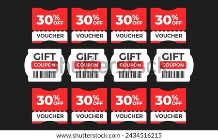 discount ticket template vector flat design
