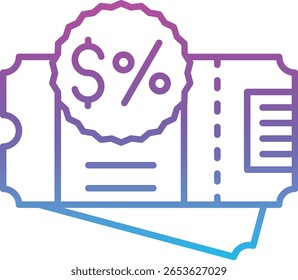 Icono de Vector de ticket de descuento. Se puede utilizar para aplicaciones de impresión, móviles y de Web.