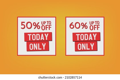 Discount tickets in yellow background. mega sale, super sale, exclusive and limited offer tag. 50% off 25% off sales button.