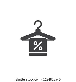 Discount Towel Hanger vector icon. filled flat sign for mobile concept and web design. Towel with percentage simple solid icon. Symbol, logo illustration. Pixel perfect vector graphics