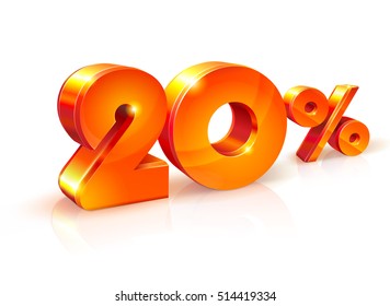 Discount twenty percent. 20% sign Isometric style