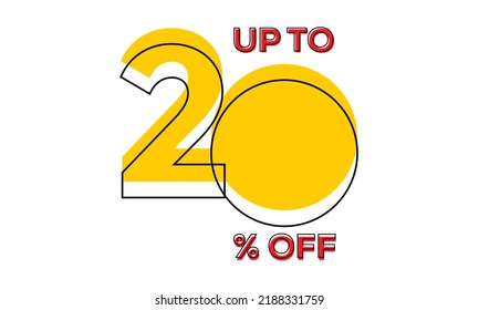 discount upto 20 percent off sale vector, 20 percent off typography vector illustration