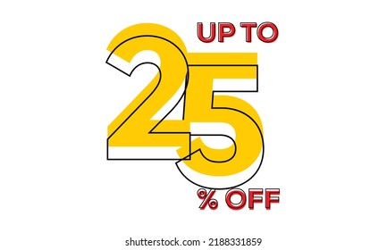 discount upto 25 percent off sale vector, 25 percent off typography vector illustration