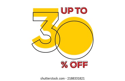 discount upto 30 percent off sale vector, 30 percent off typography vector illustration