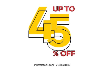 discount upto 45 percent off sale vector, 45 percent off typography vector illustration