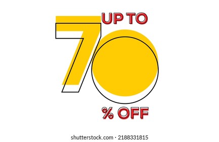 discount upto 70 percent off sale vector, 70 percent off typography vector illustration