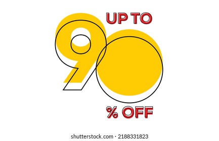 discount upto 90 percent off sale vector, 90 percent off typography vector illustration