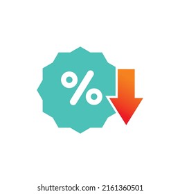 Discount vector design with downward direction. discount icon design, discount percentage. suitable for advertising, marketing, presentation, product promotion