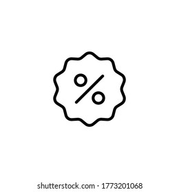 Icono de vector de descuento en icono de estilo de línea negra, estilo aislado en fondo blanco