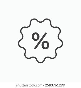 Discount vector icon isolated in black line